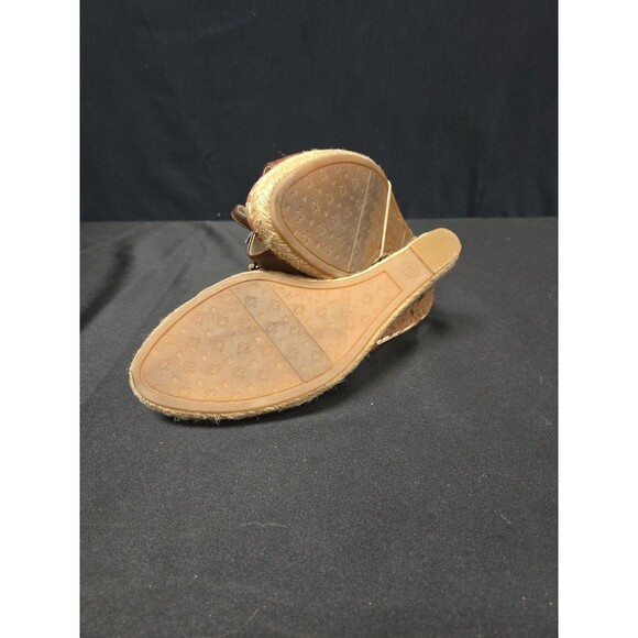 Etienne Aigner Brown Leather Cork Wedge Slingback Sandals Size 9.5 - Picture 7 of 7